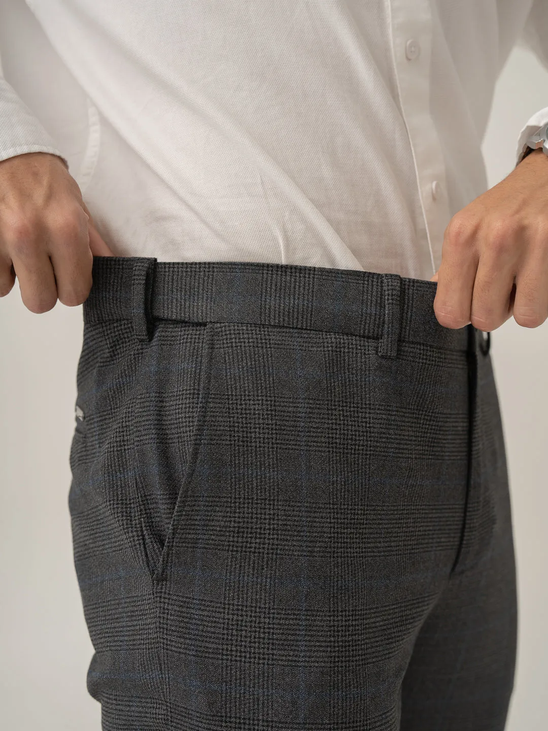 Magnetic Grey Checks Formal Pants