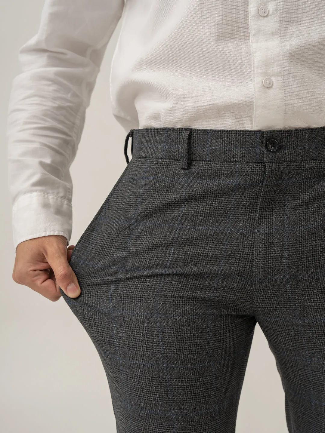 Magnetic Grey Checks Formal Pants