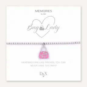 Memories: "BAG LADY" | Pink bag Bracelet | White Gold-Plated | Multi-Colour