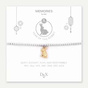 Memories: "YEAR OF THE RABBIT" | Rabbit Bracelet | White Gold & 18K Gold-Plated