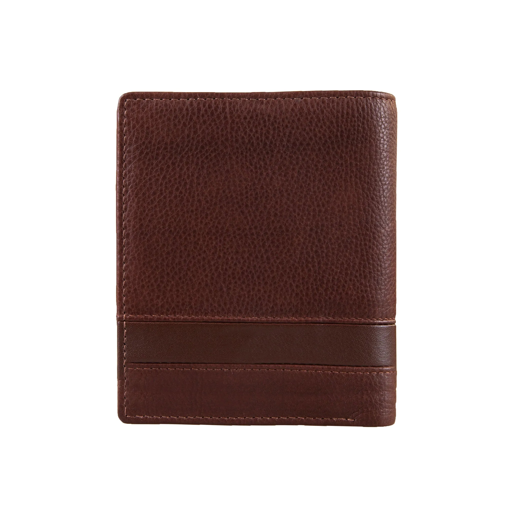 Men's Pebble Grain Leather Bifold Wallet with RFID Blocking and Zipped Pocket