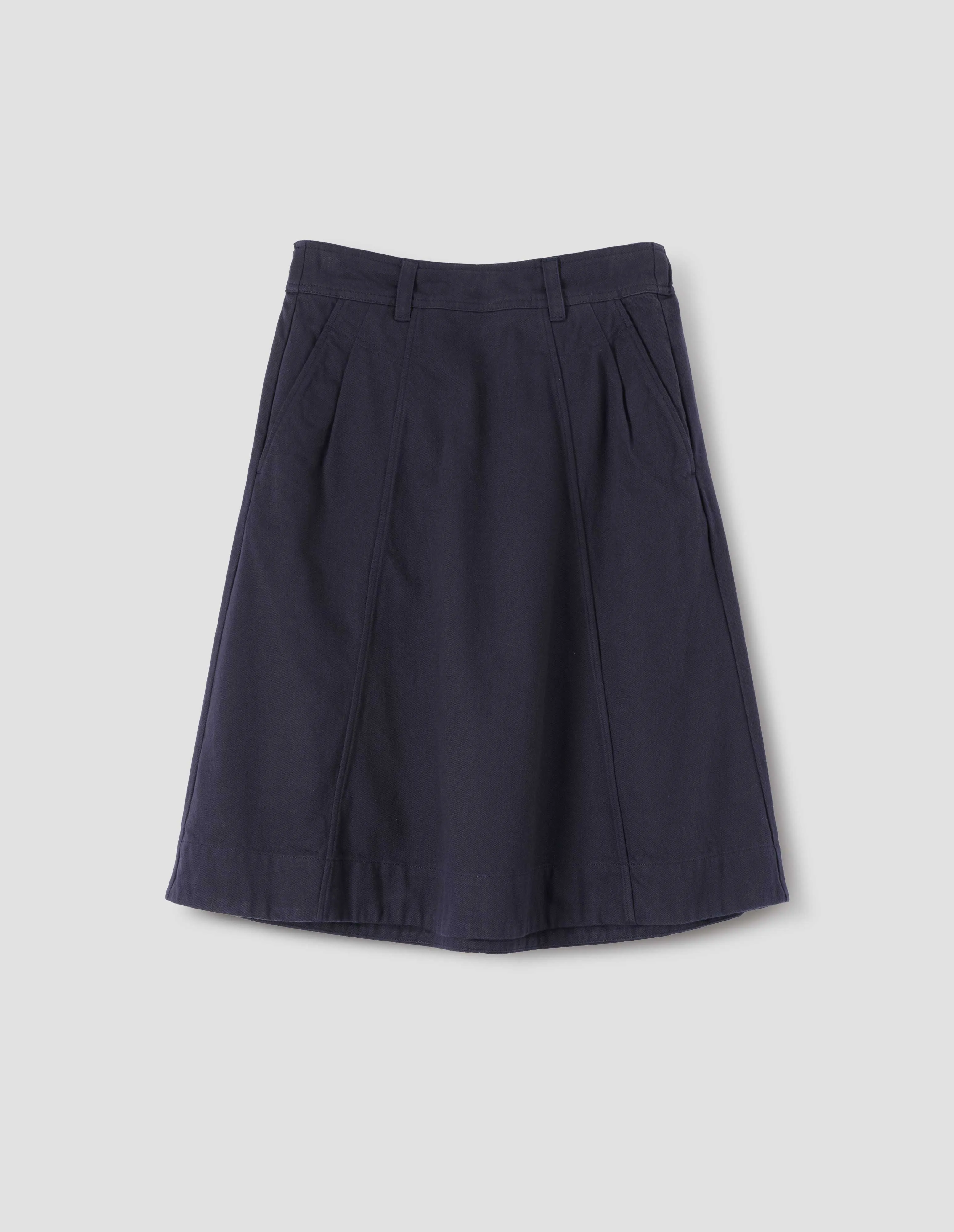 MHL. PANELLED SCOUT SKIRT | WORN COTTON DRILL | INK