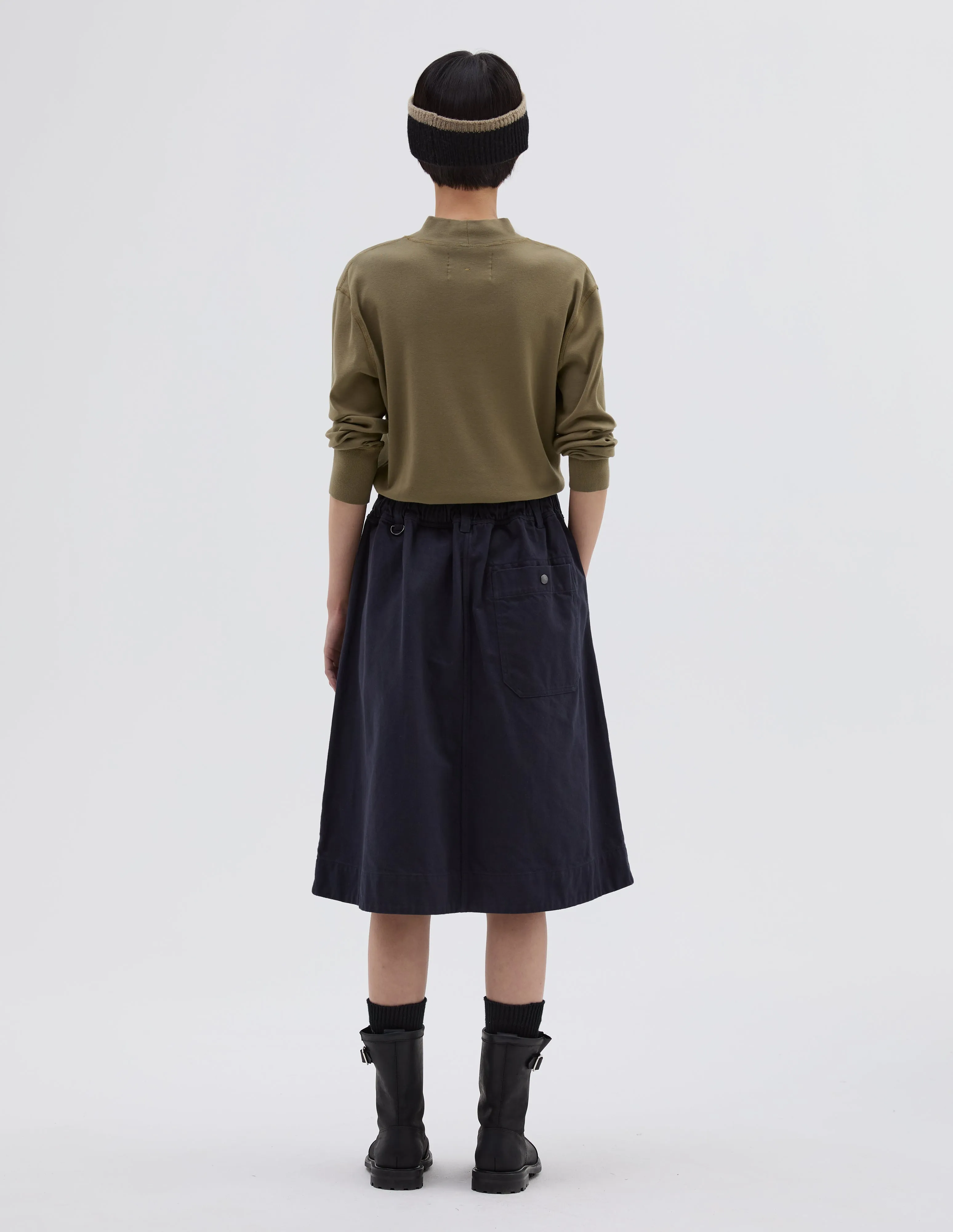 MHL. PANELLED SCOUT SKIRT | WORN COTTON DRILL | INK