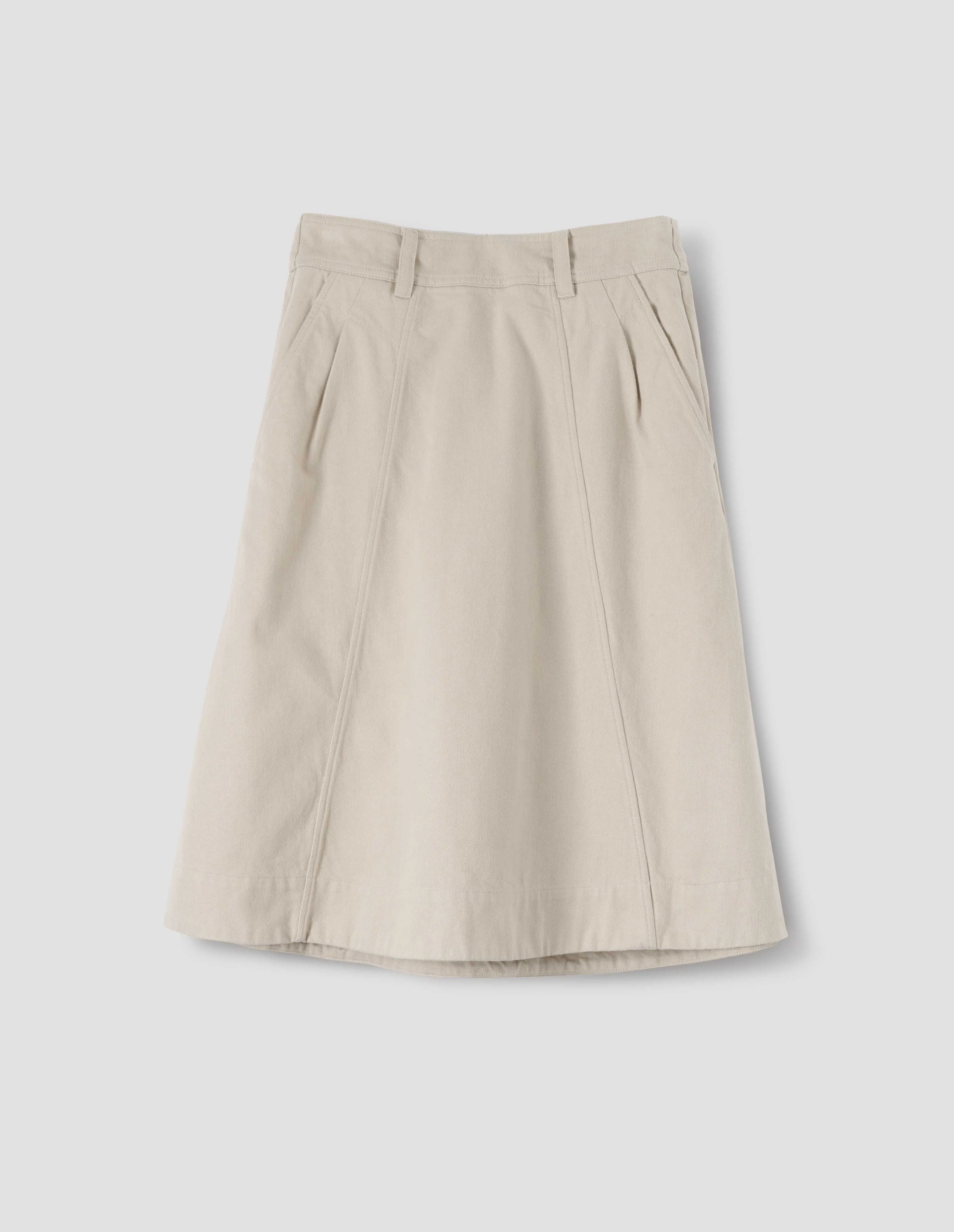 MHL. PANELLED SCOUT SKIRT | WORN COTTON DRILL | PUTTY