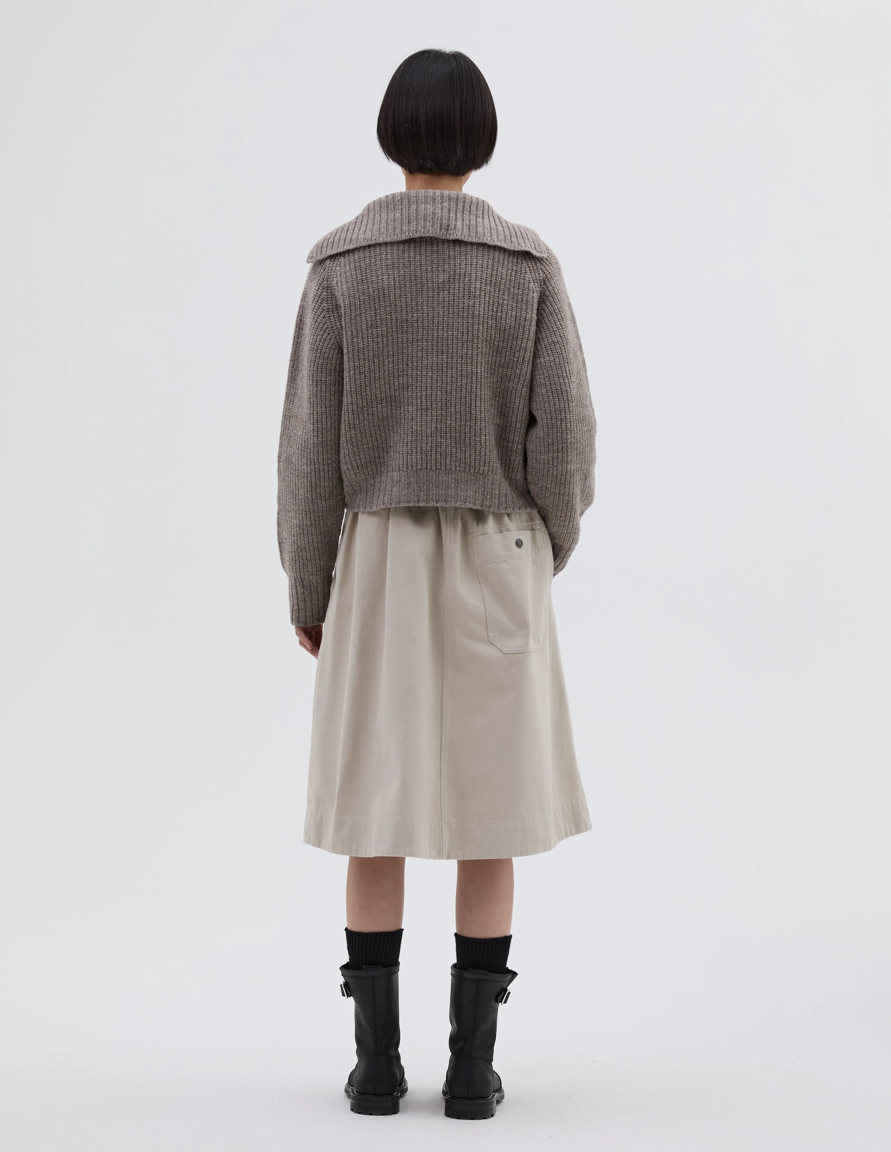 MHL. PANELLED SCOUT SKIRT | WORN COTTON DRILL | PUTTY