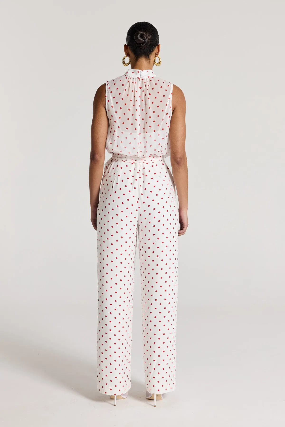 Mia Jumpsuit - White/Red