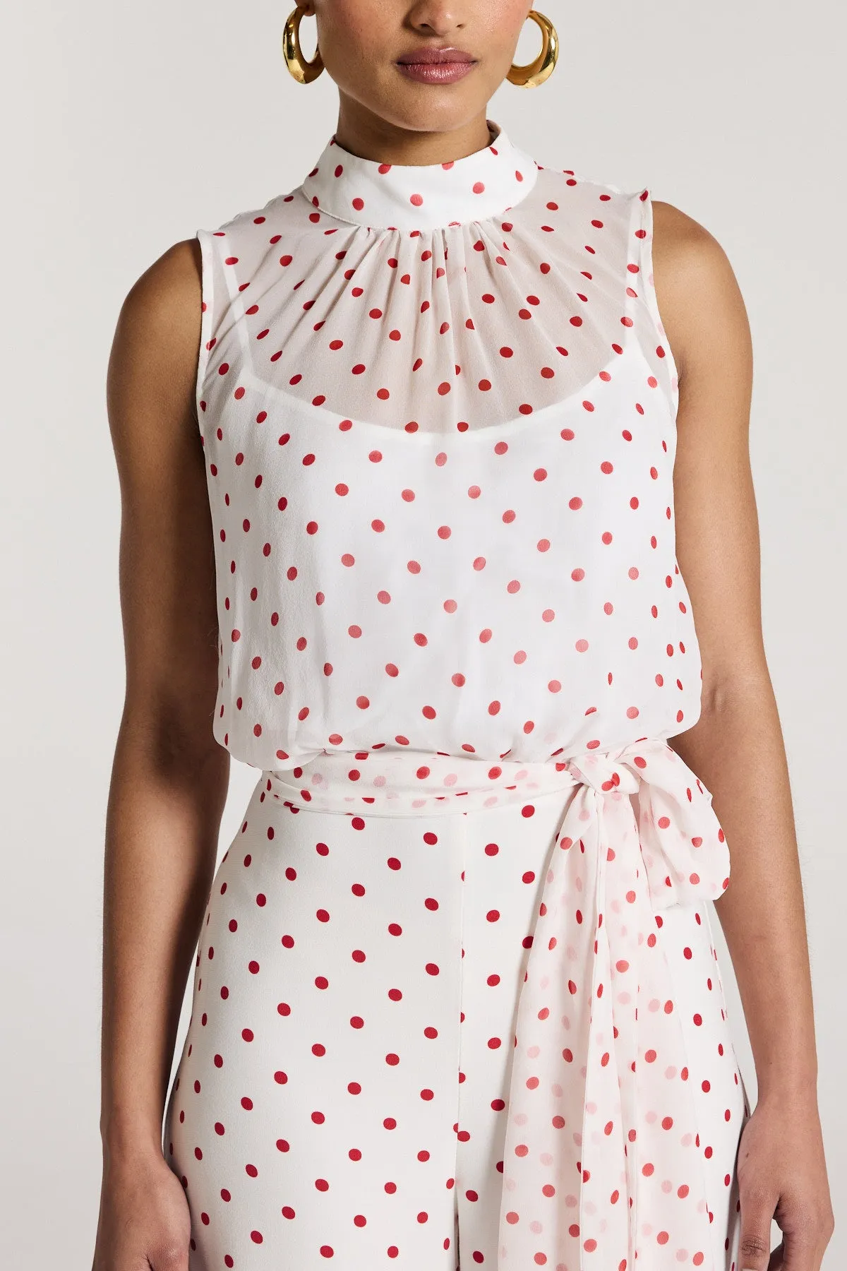 Mia Jumpsuit - White/Red