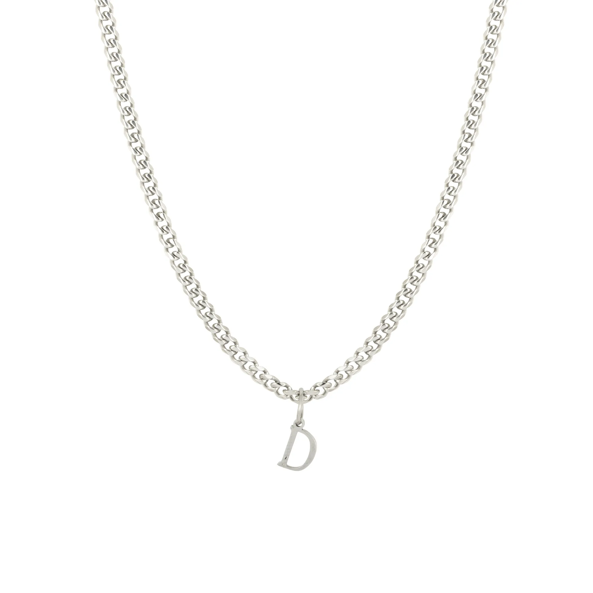 Mini Silver Initial with 3mm Cuban Chain