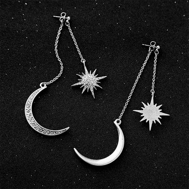 Moon And Star Dangle Earrings