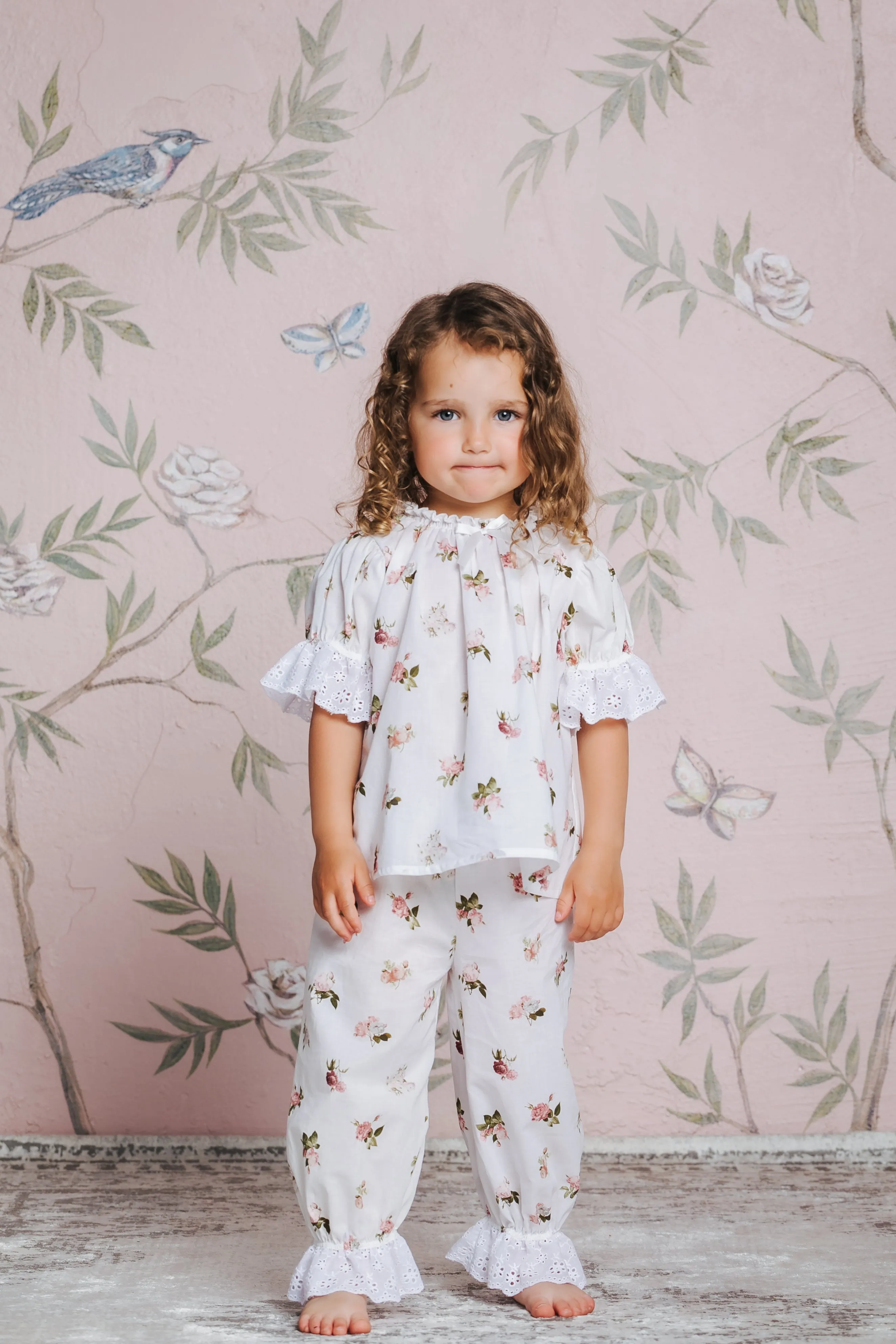 NATHALIE - CHILDREN'S PYJAMA SET PINK ROSES