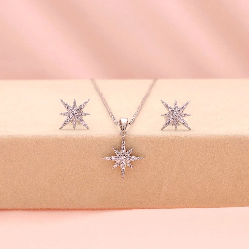 North Star CZ Necklace in Sterling Silver