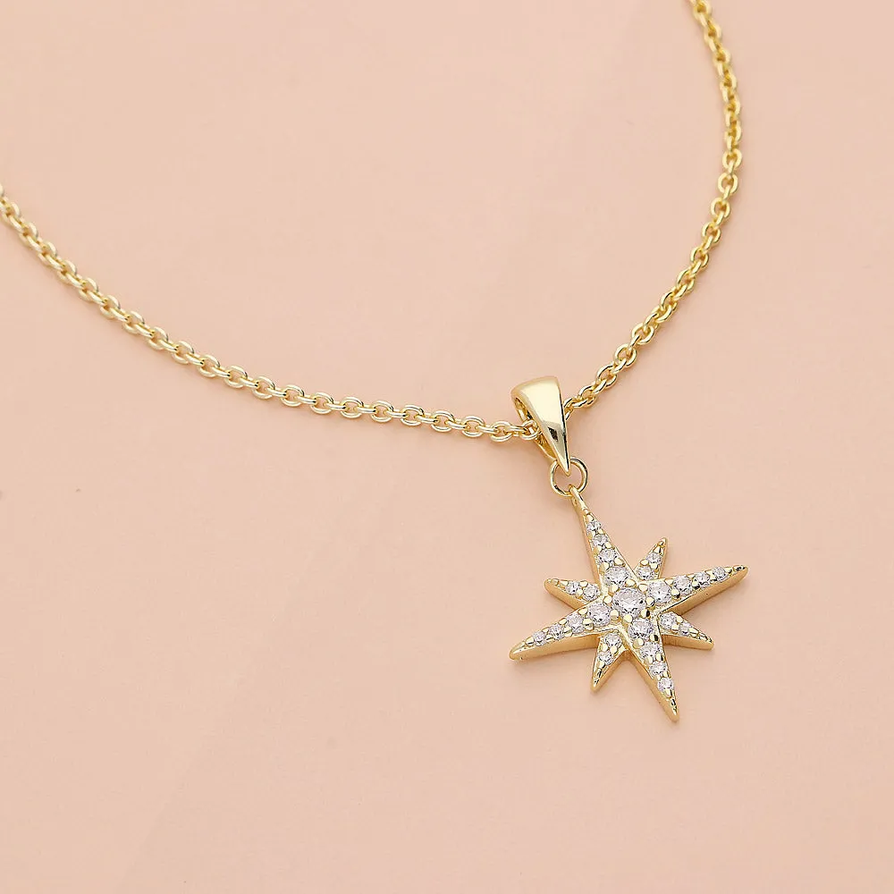 North Star CZ Necklace in Sterling Silver