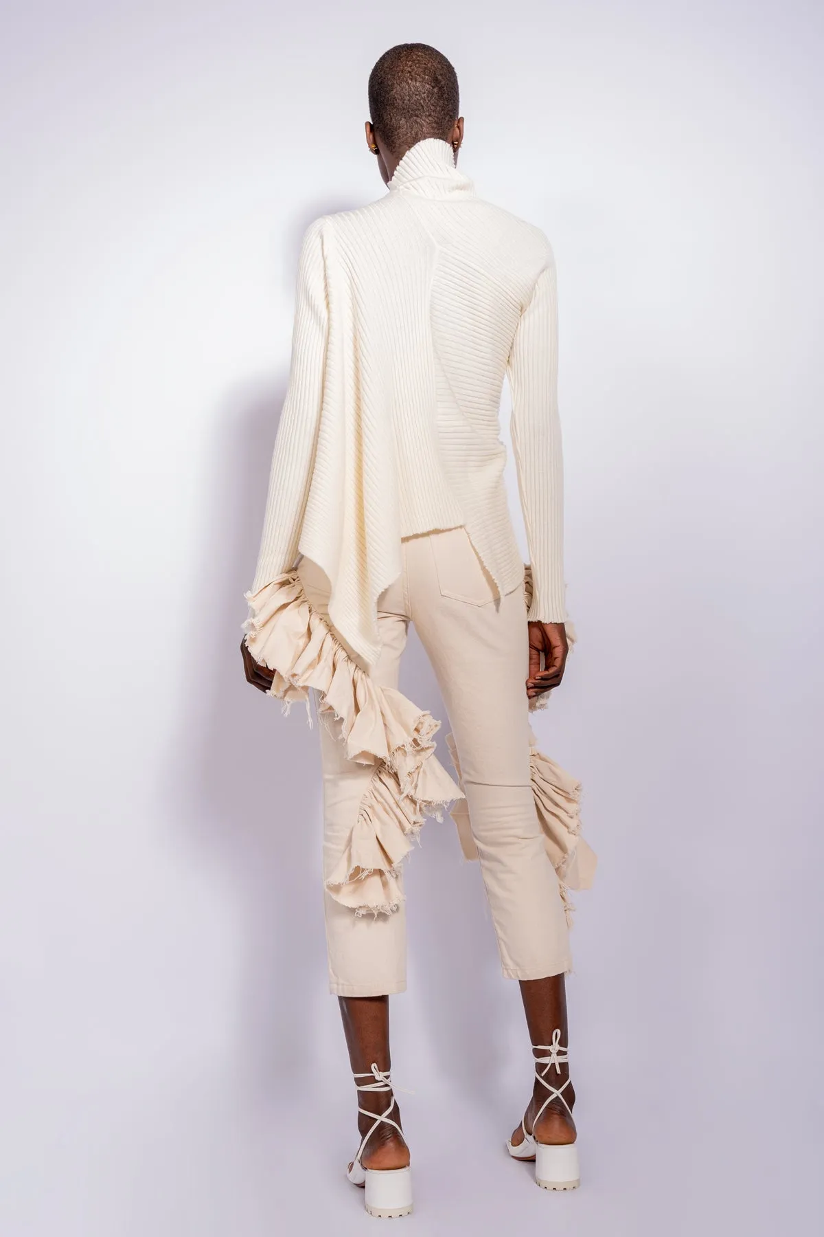 OFF-WHITE DRAPED JUMPER IN MERINO KNIT