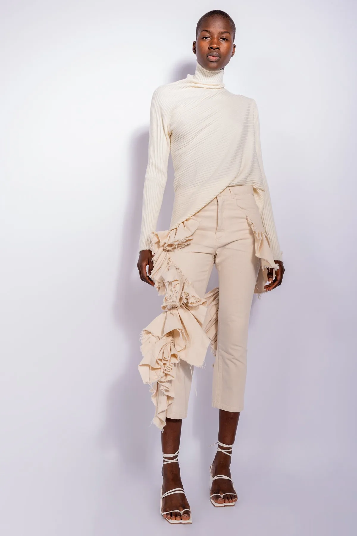 OFF-WHITE DRAPED JUMPER IN MERINO KNIT