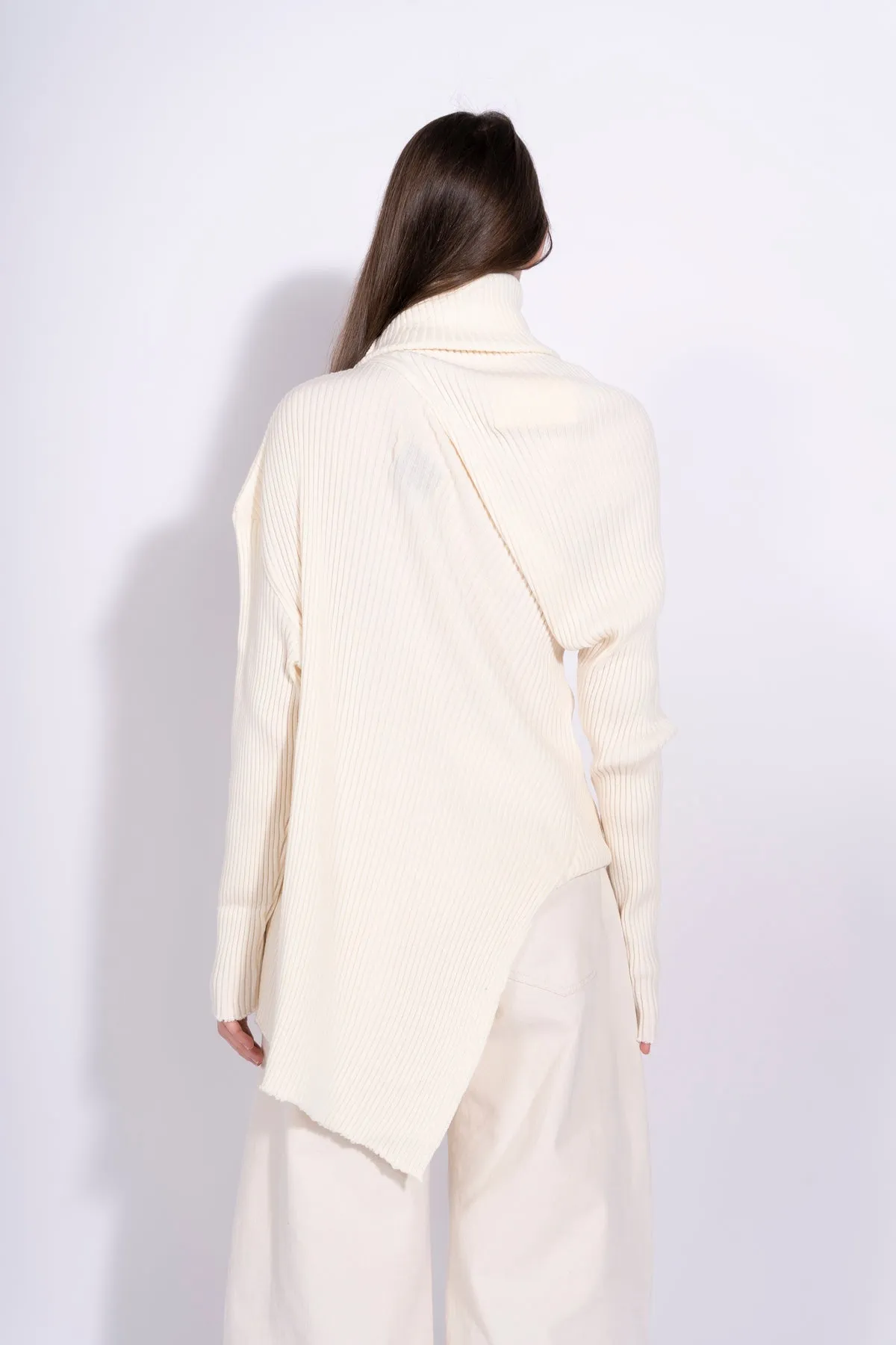 OFF-WHITE DRAPED TURTLENECK JUMPER