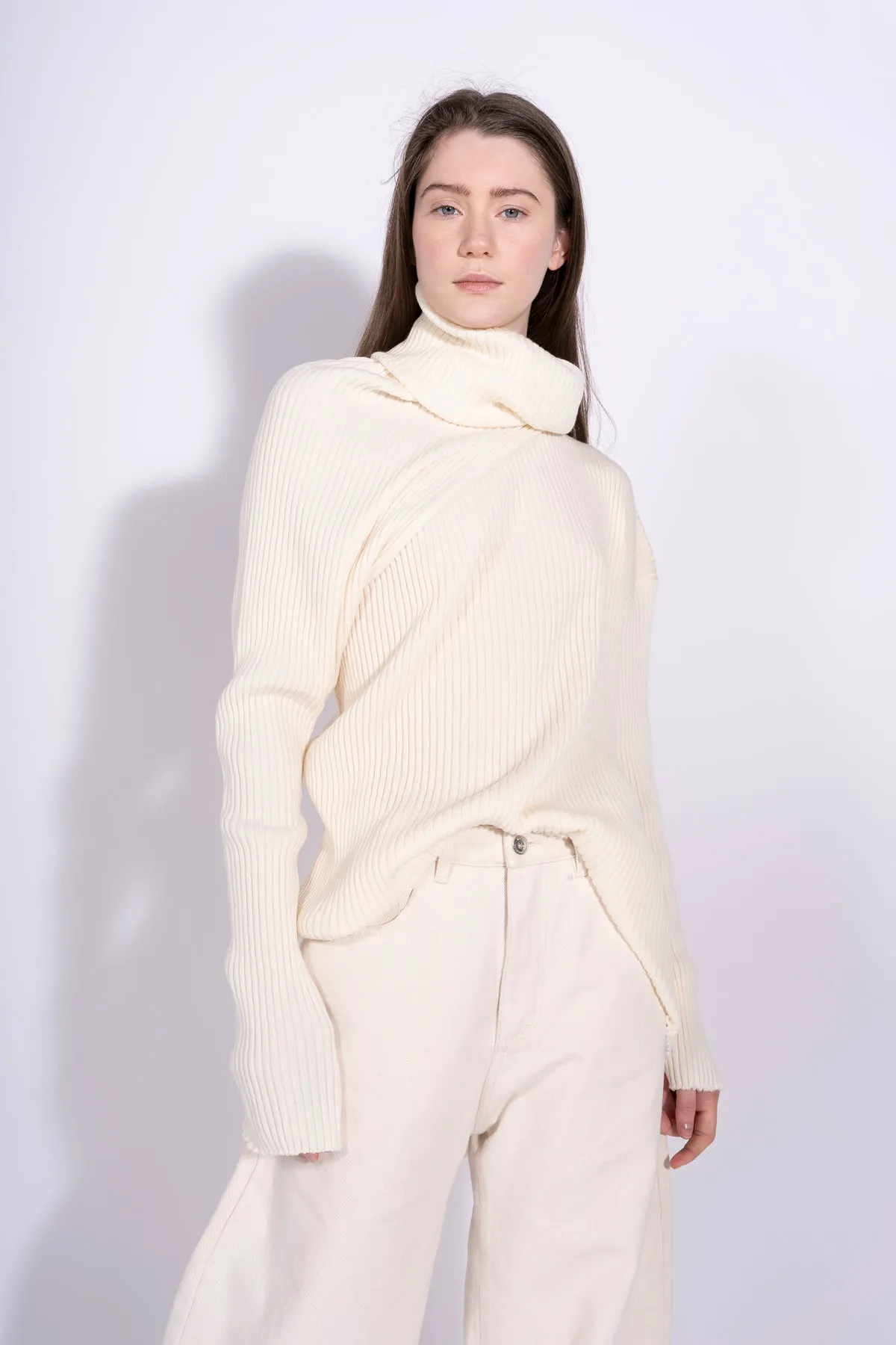 OFF-WHITE DRAPED TURTLENECK JUMPER