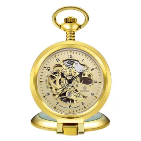 Olaf Orkina Mechanical Skeleton Pocket Watch Golden