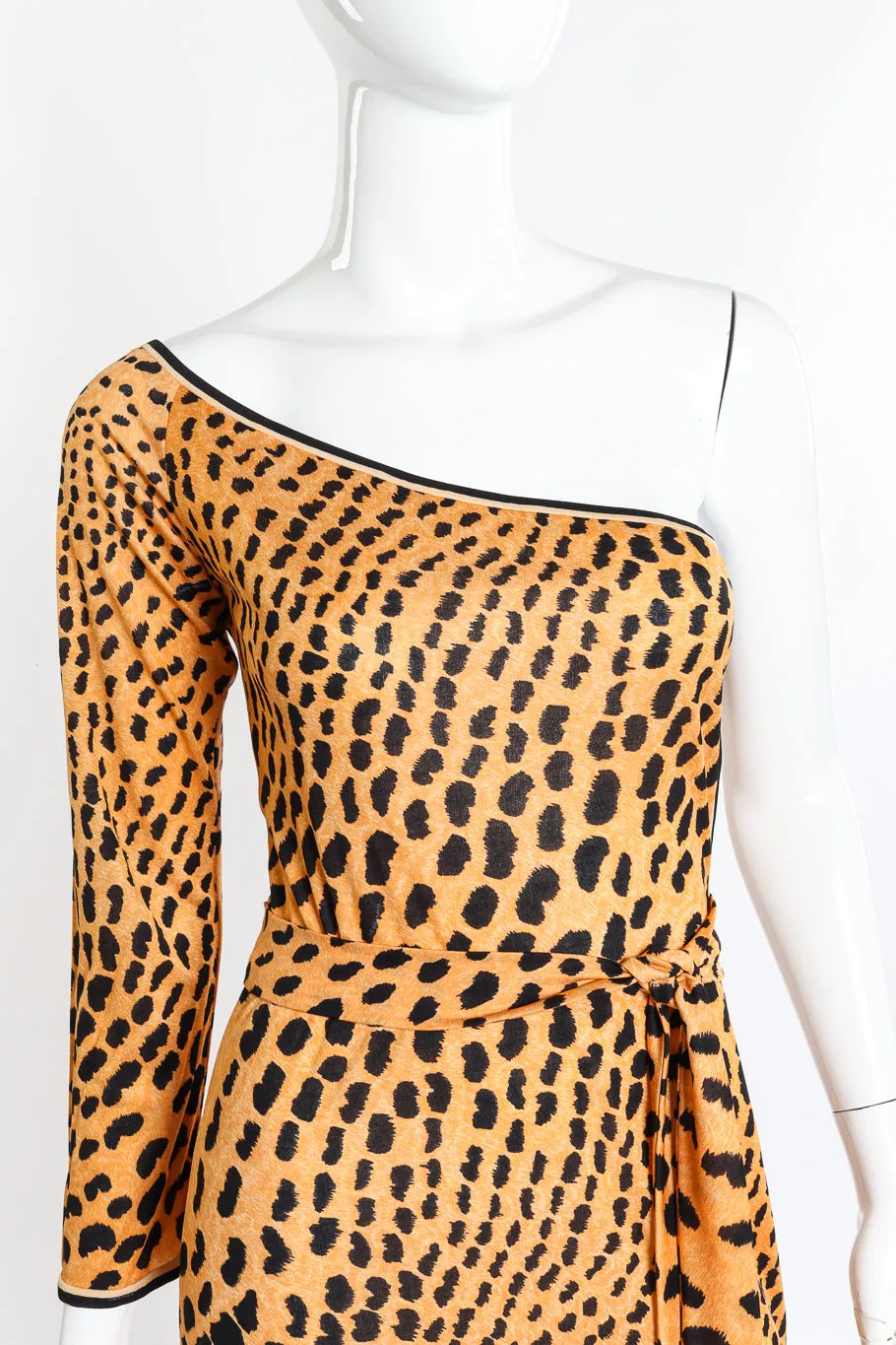 One Shoulder Cheetah Print Dress & Sash