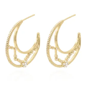 Phoebe Constellation Moon Hoop Earrings | 14K Gold Plated