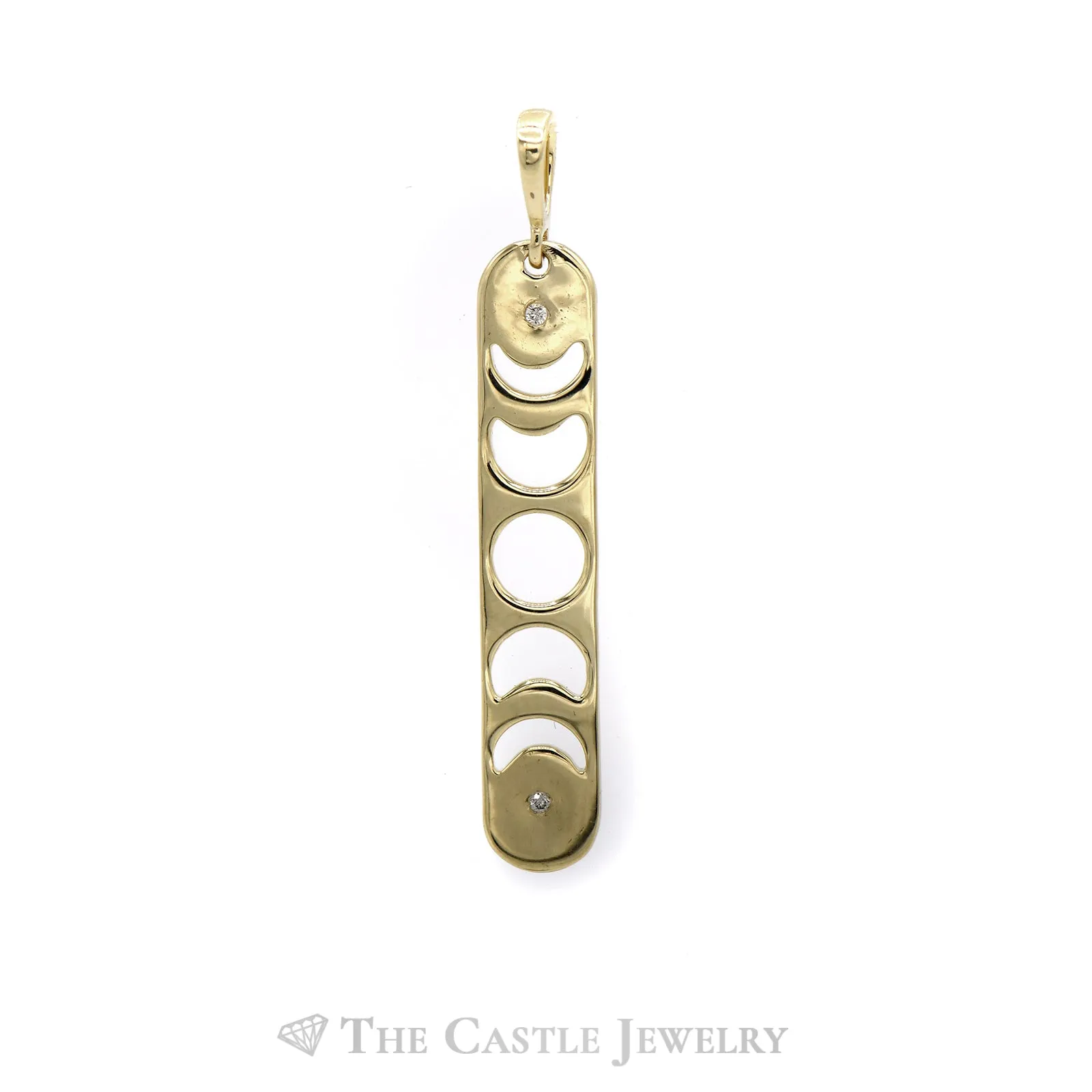 "Moon & Back" Phases of The Moon Pendant with Diamond Accents in 14k