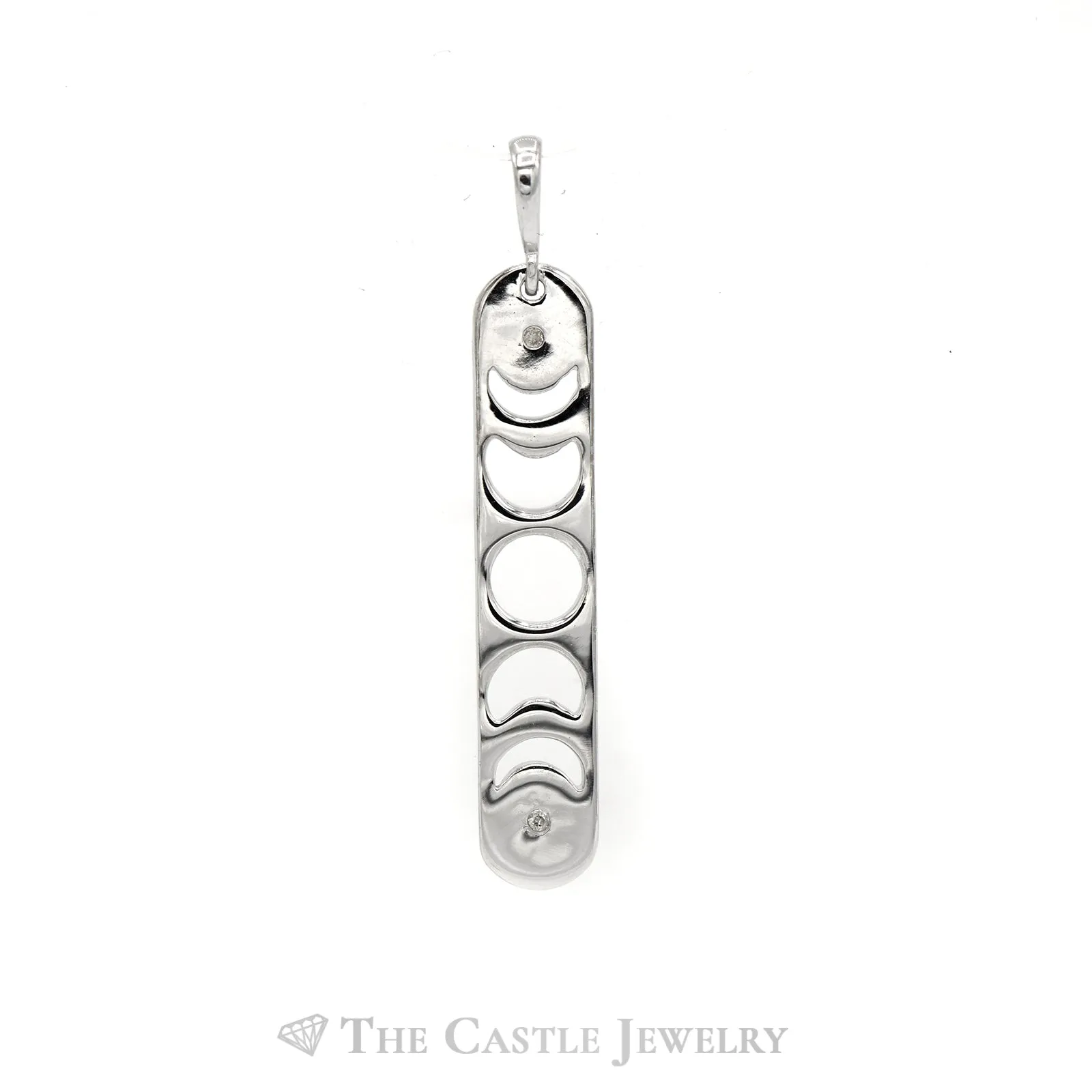 "Moon & Back" Phases of The Moon Pendant with Diamond Accents in 14k