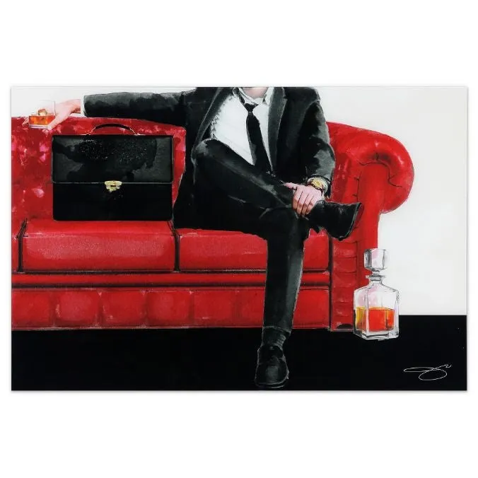 "The Gentleman" Frameless Free Floating Tempered Glass Panel Graphic Wall Art