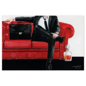 "The Gentleman" Frameless Free Floating Tempered Glass Panel Graphic Wall Art