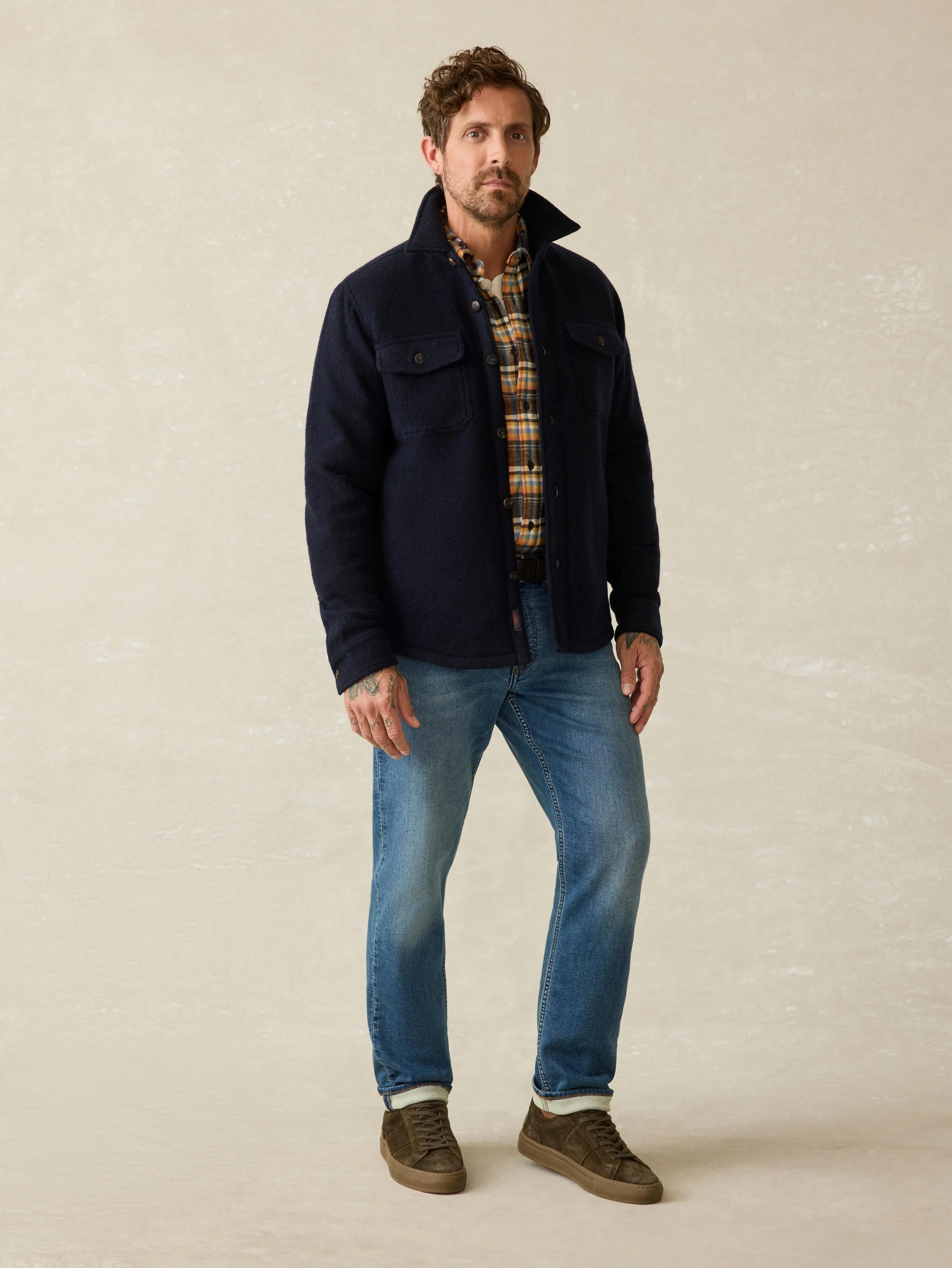 Range High Pile Fleece Lined CPO - Navy Shadow Twill