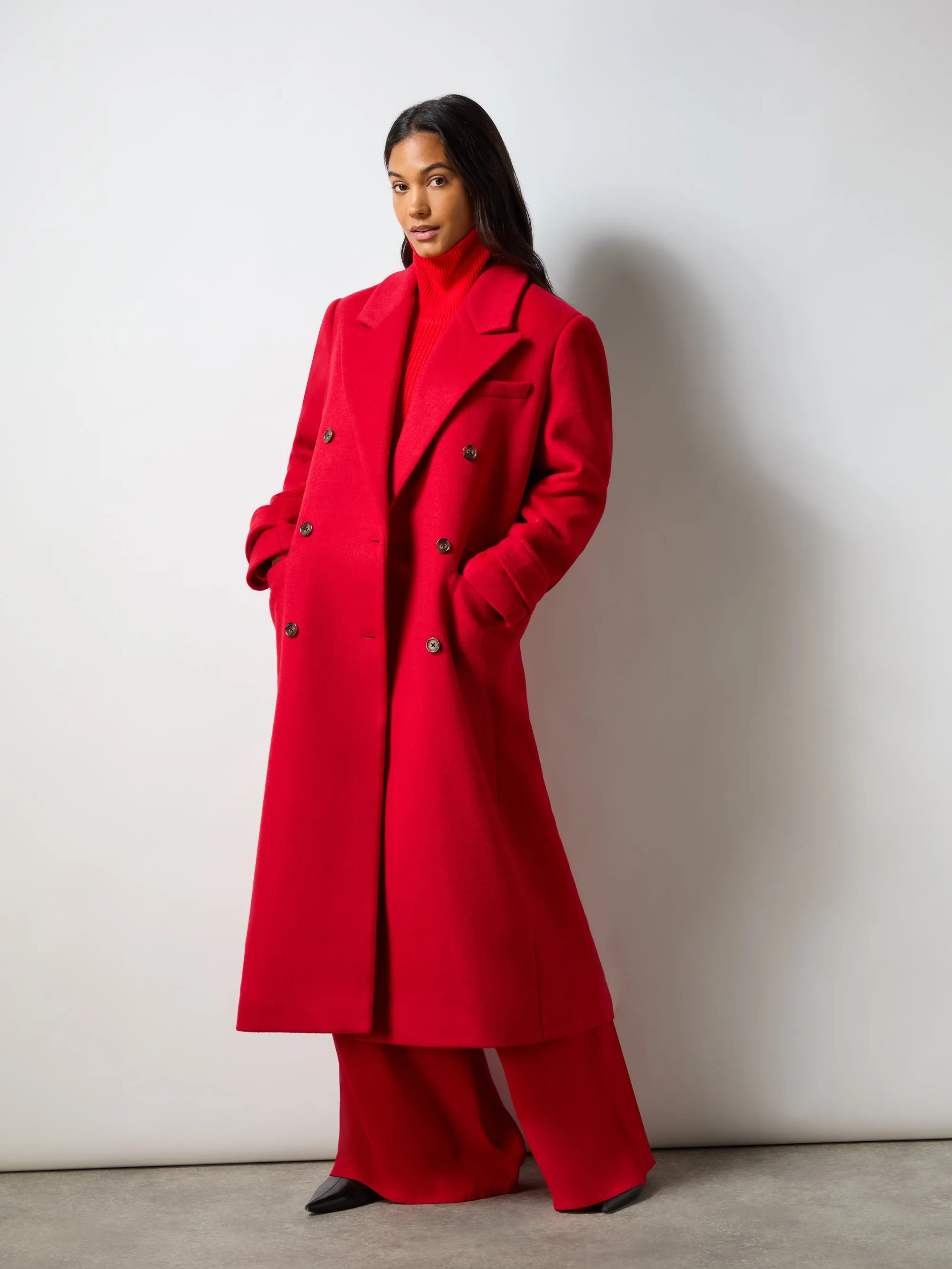 Red Double Breasted Overcoat