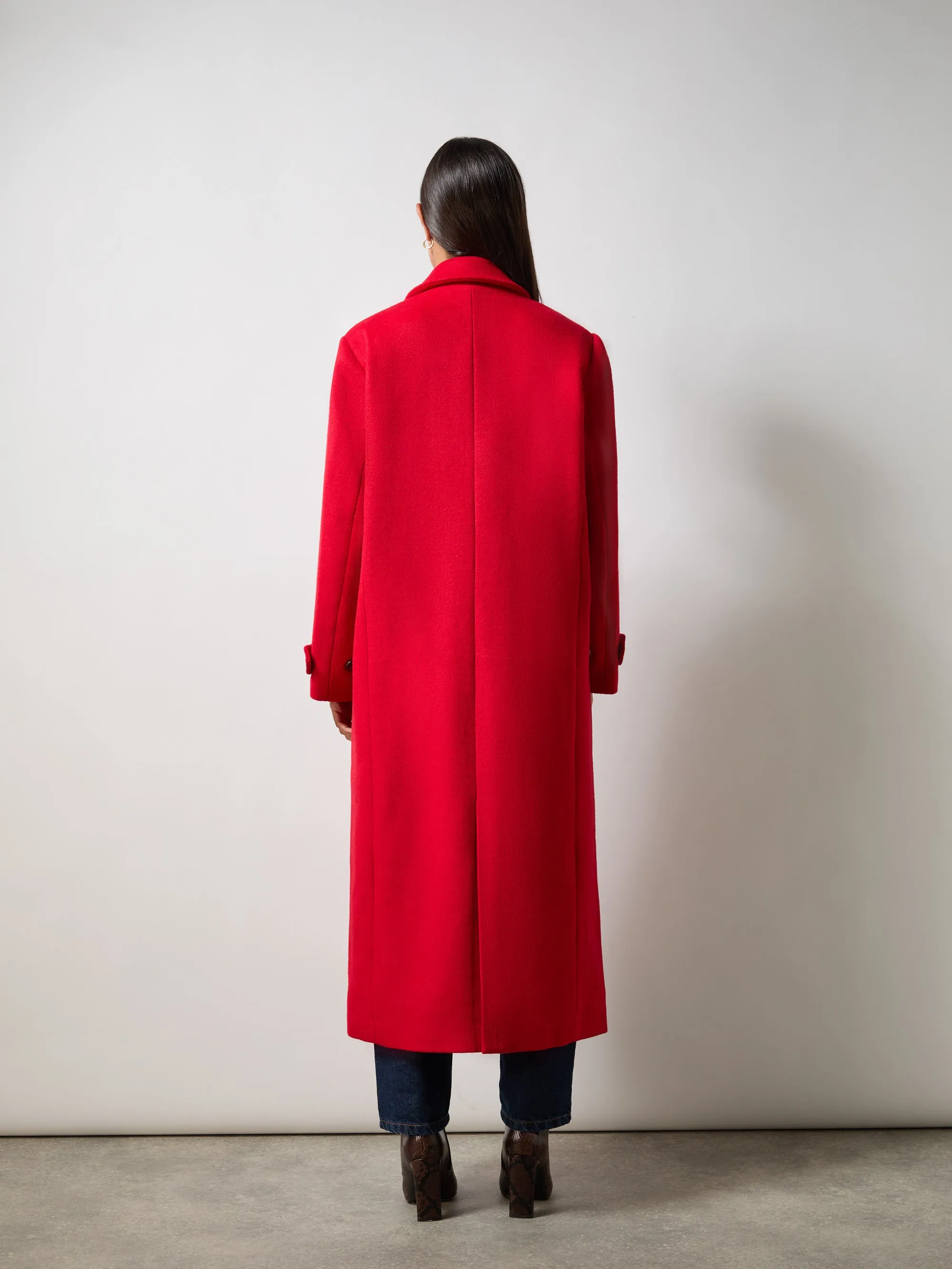 Red Double Breasted Overcoat