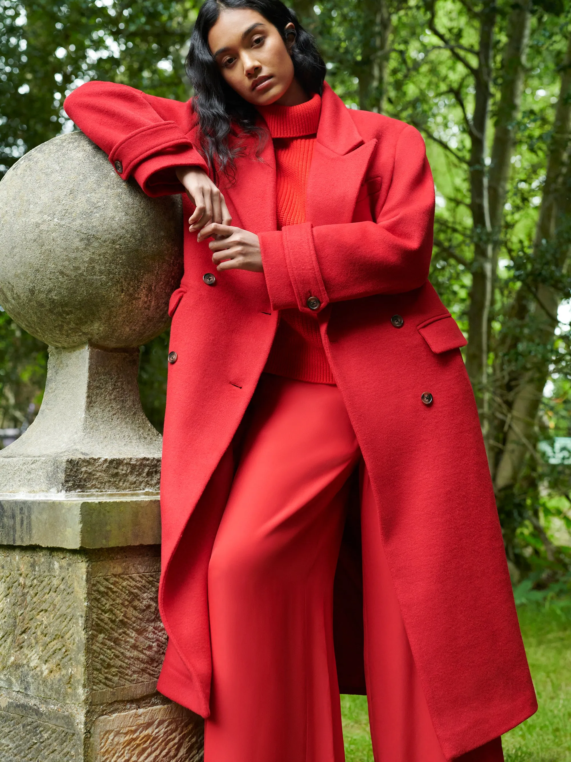 Red Double Breasted Overcoat