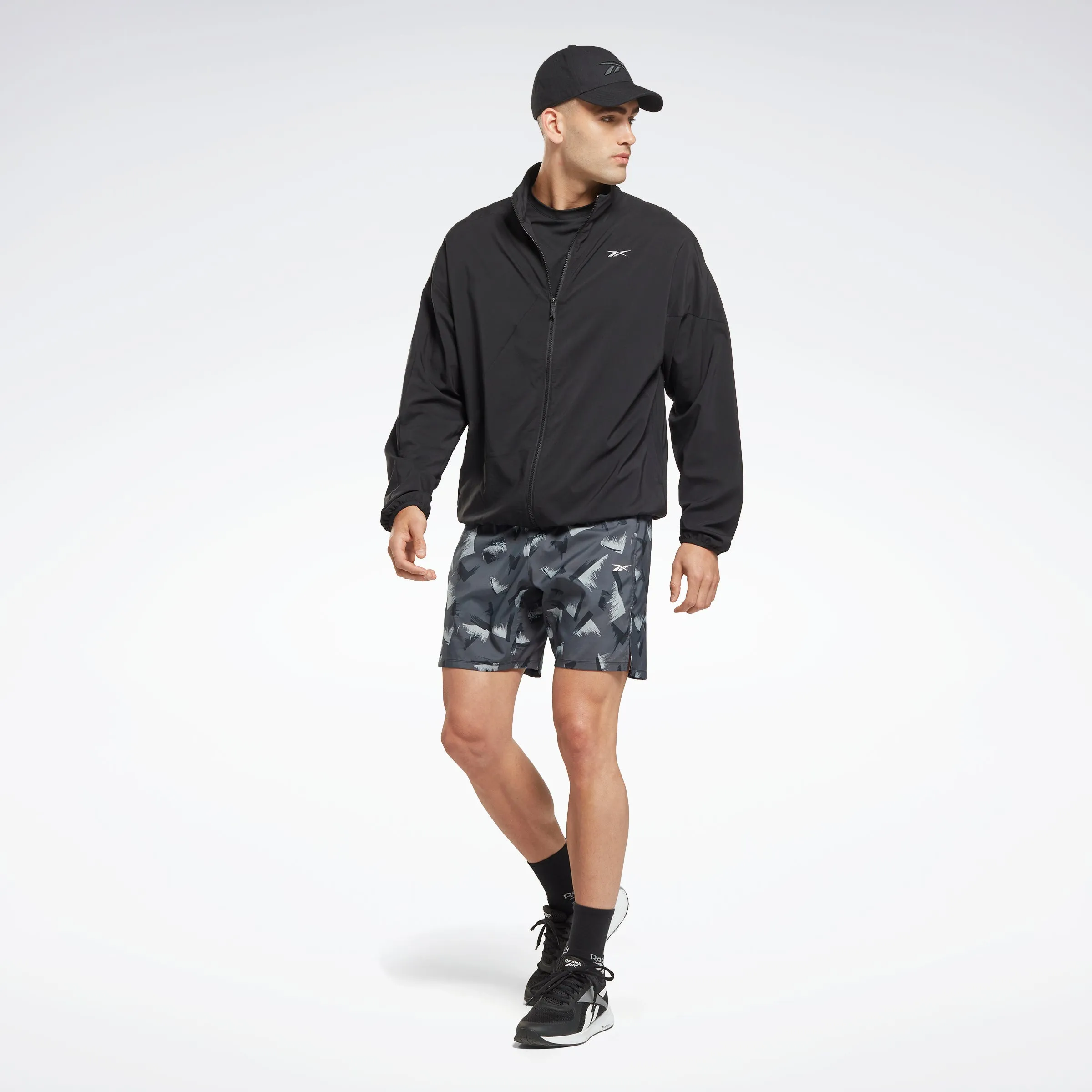 Reebok Apparel Men Running Woven Windbreaker Black