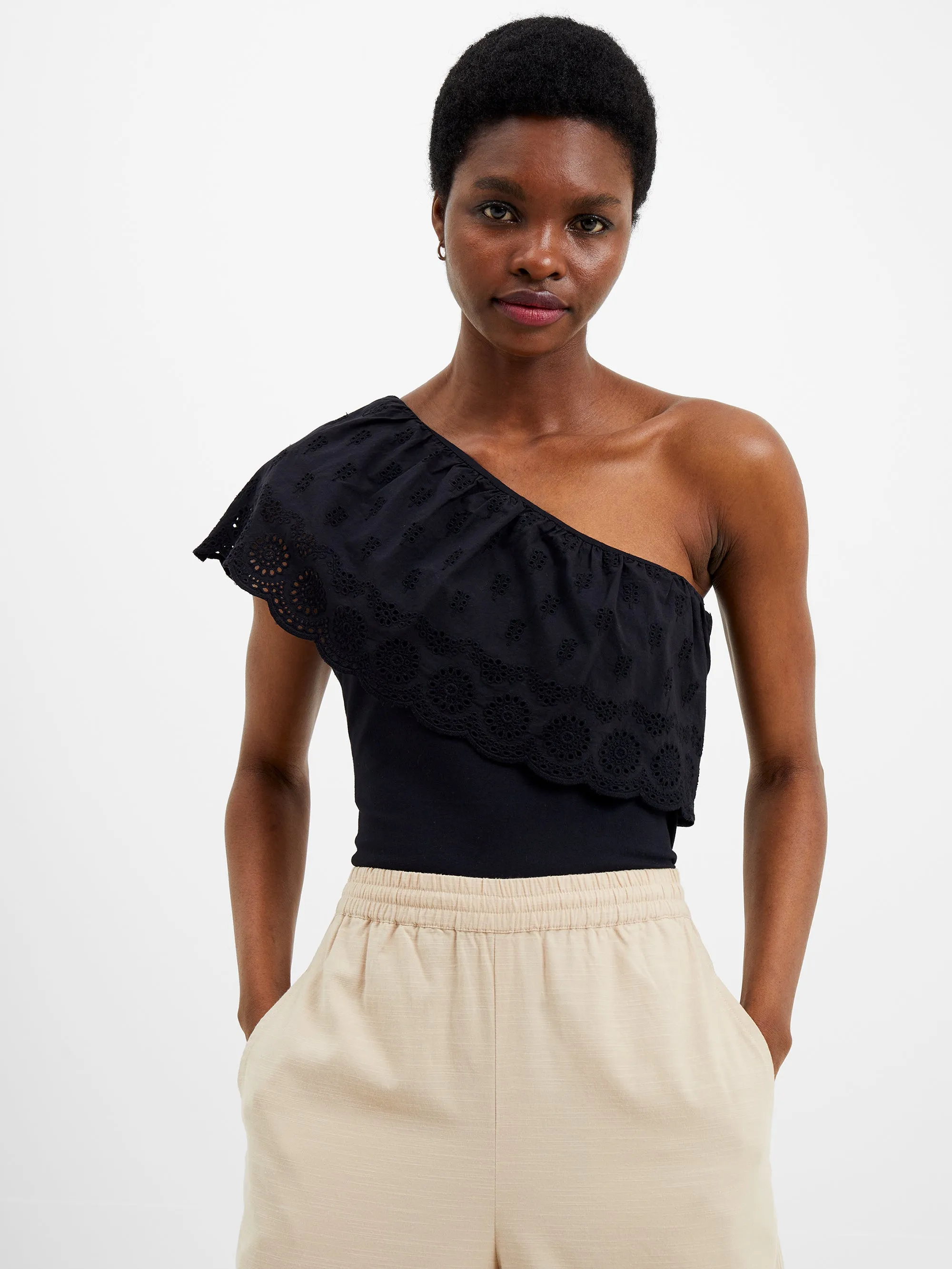 Rosana Broderie One Shoulder Top