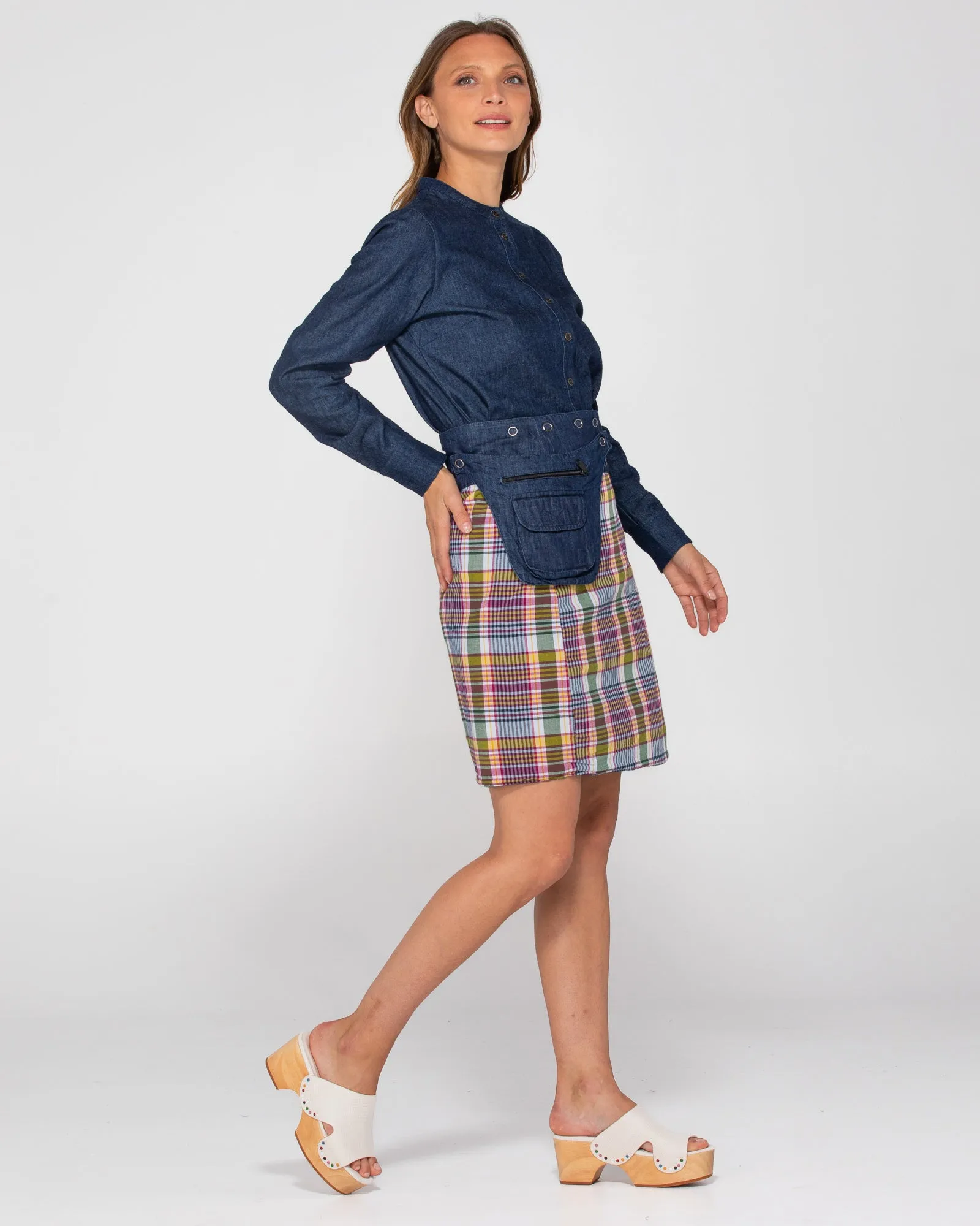 Rosanna Skirt Long - Astrid Check/Dark Denim