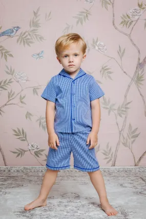 SAMUEL - BOYS' PYJAMA SET ROYAL BLUE CHECKS