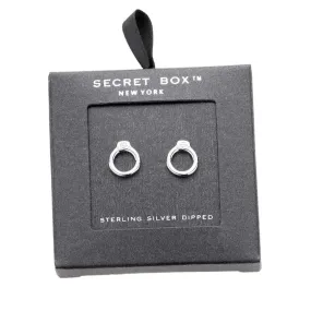 Secret Box Sterling Silver Dipped Open Metal Stud Earrings