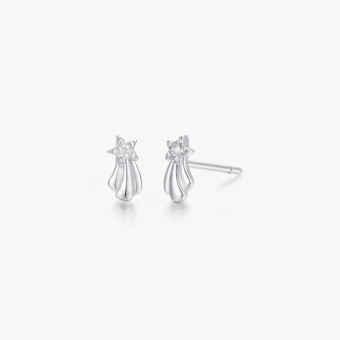 Shooting Star Studs in Silver