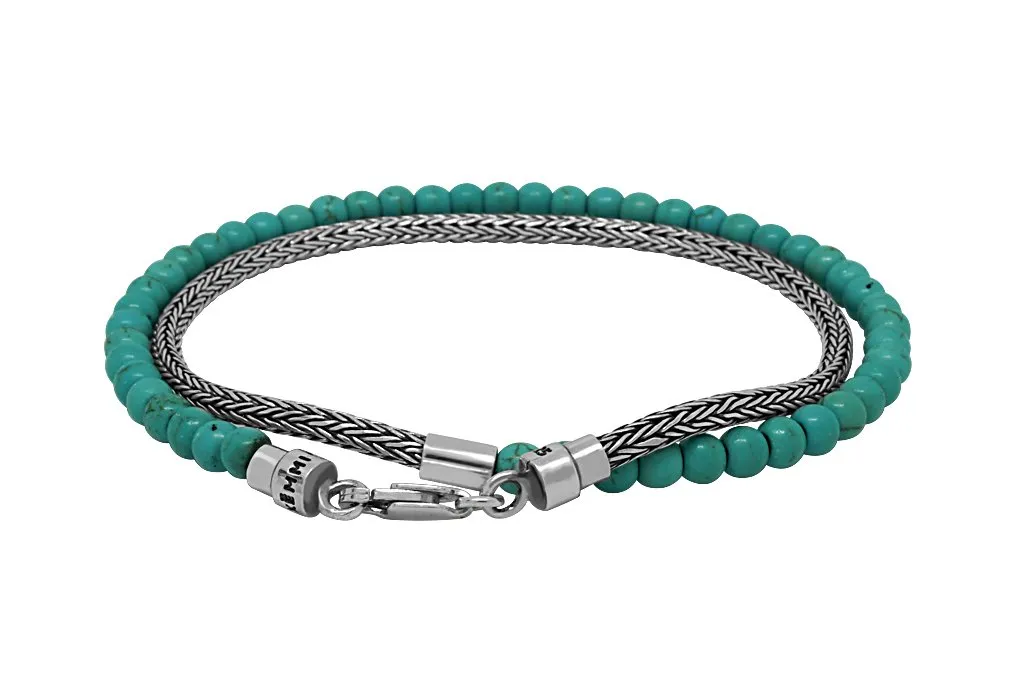 Silver Mini Chain Bead Turquoise