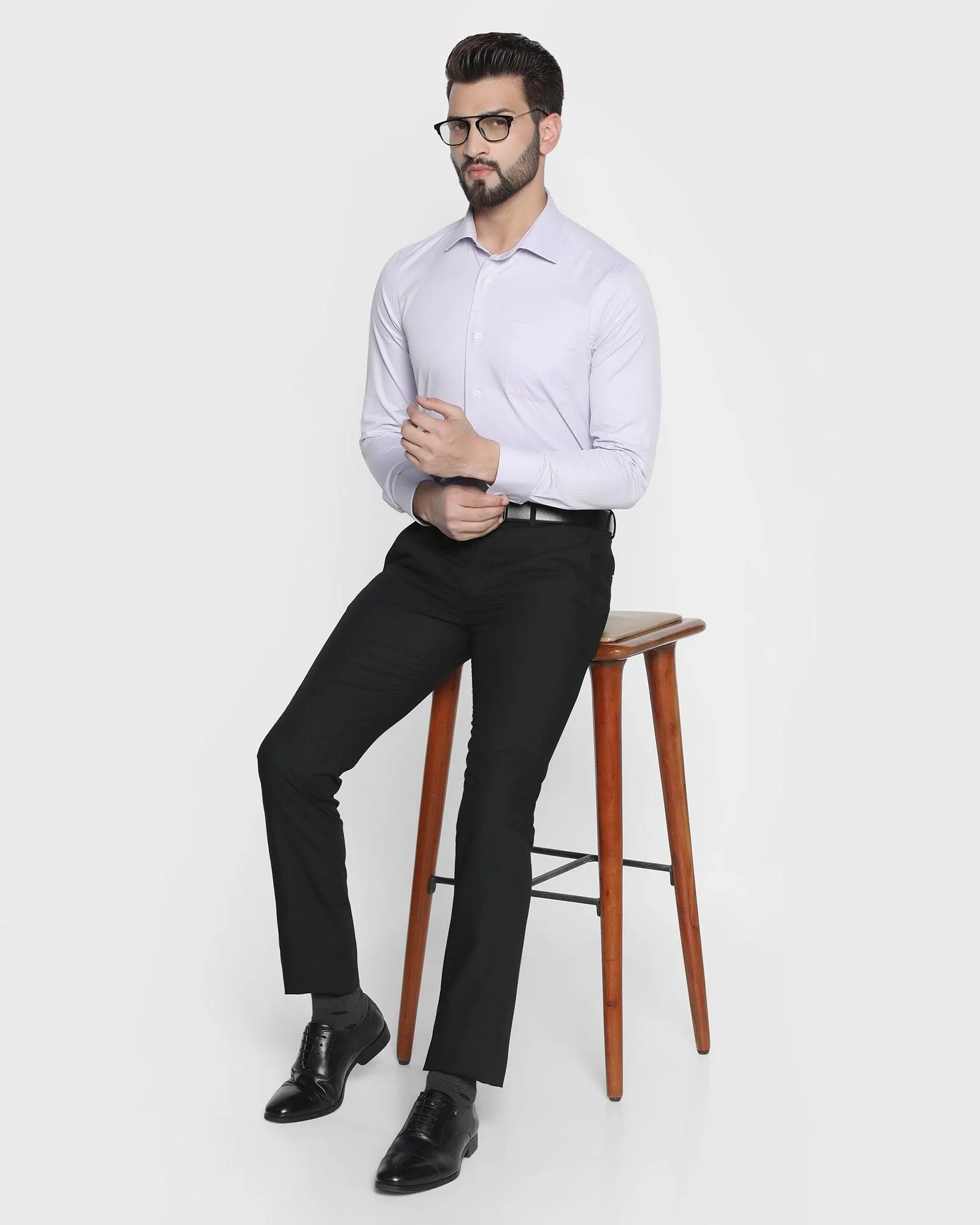 Slim Comfort B-95 Formal Black Textured Trouser - Facum