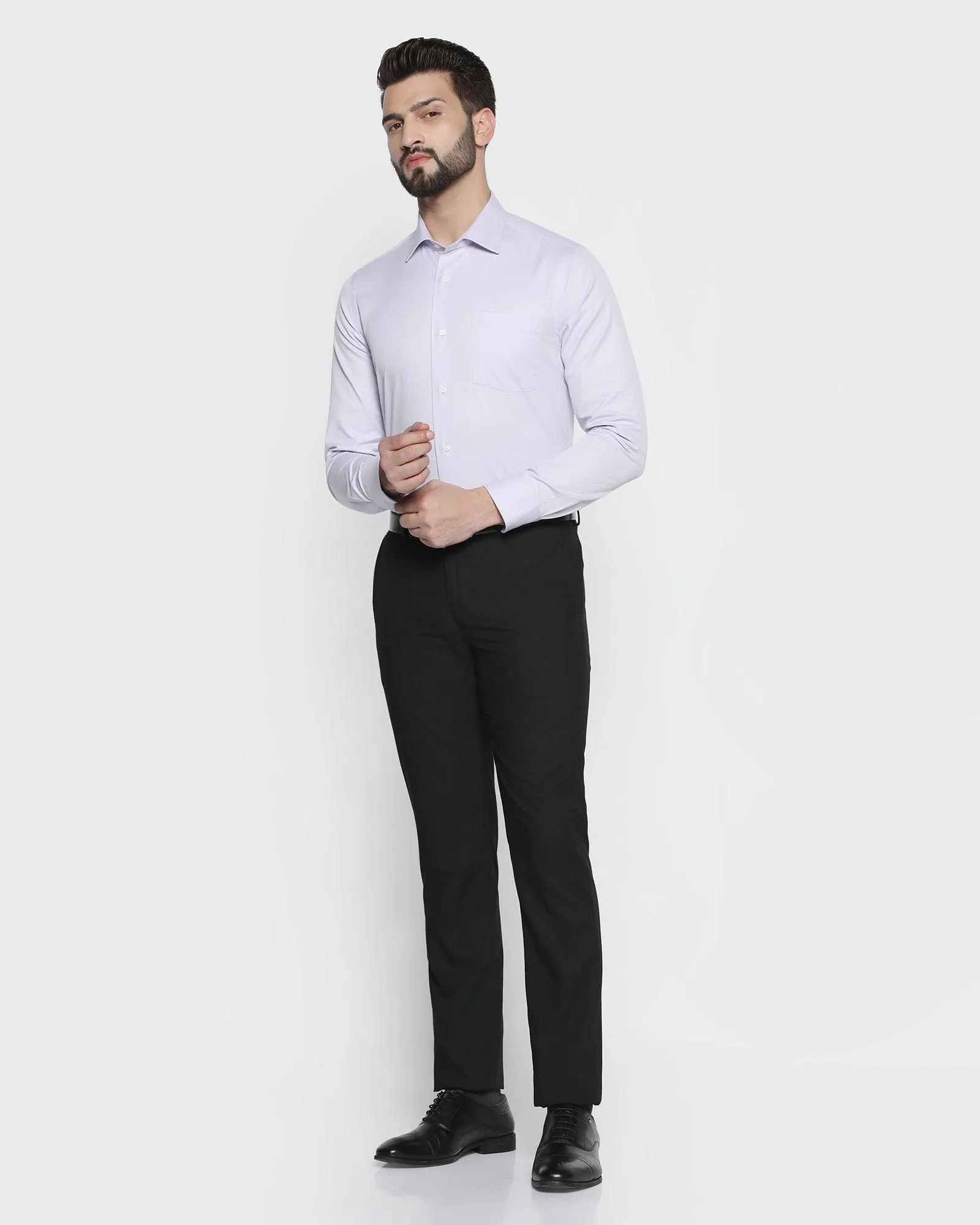 Slim Comfort B-95 Formal Black Textured Trouser - Facum