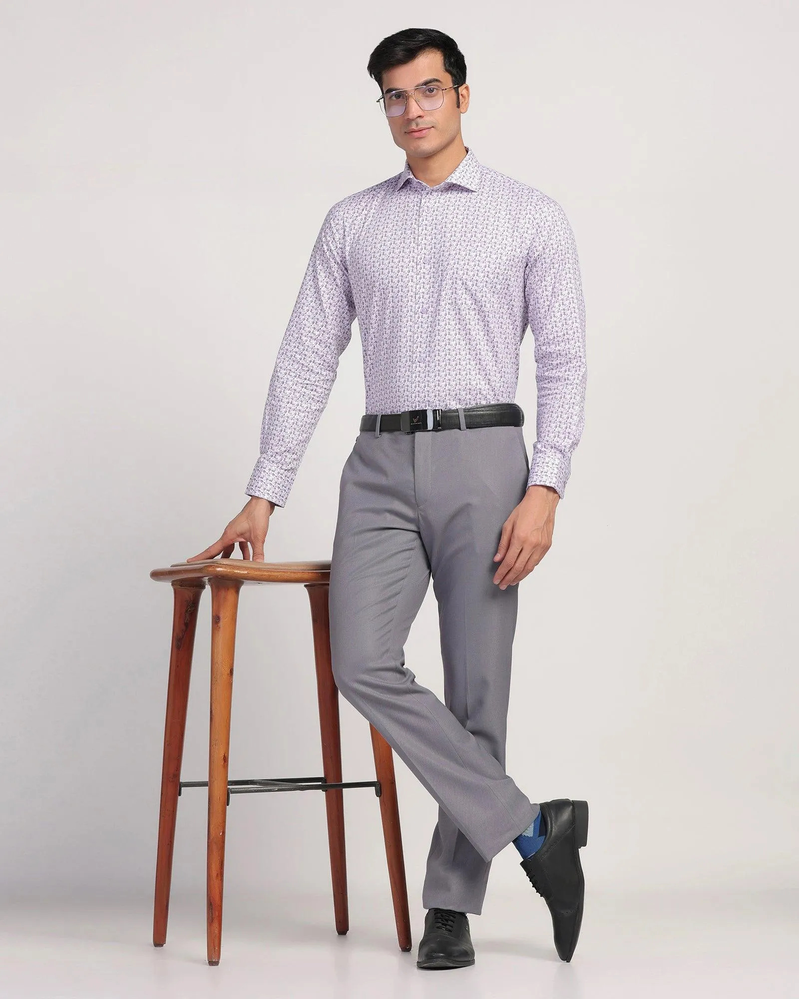 Slim Comfort B-95 Formal Grey Textured Trouser - Passion