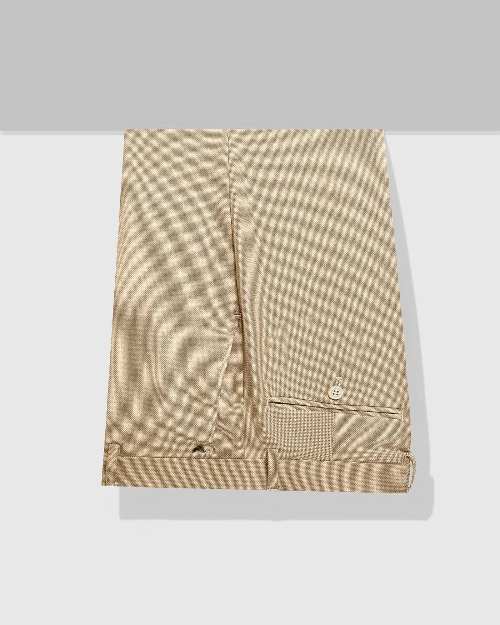 Slim Fit B-91 Formal Beige Textured Trouser - Kettle