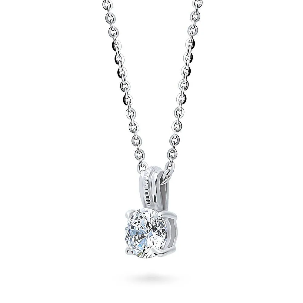 Solitaire 0.8ct CZ Necklace in Sterling Silver