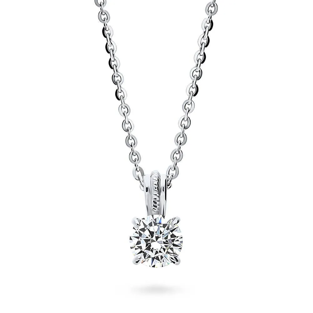 Solitaire 0.8ct CZ Necklace in Sterling Silver