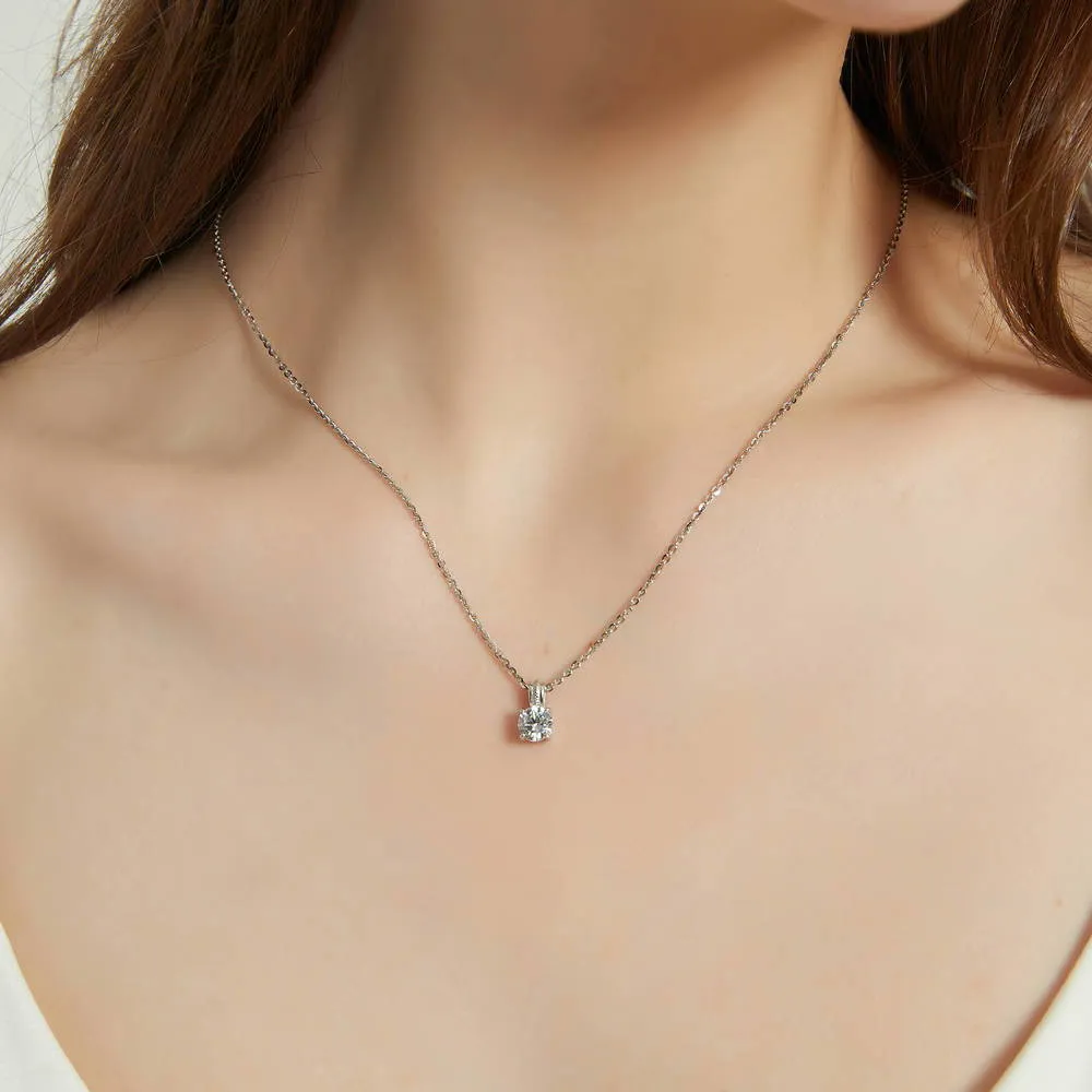 Solitaire 0.8ct CZ Necklace in Sterling Silver