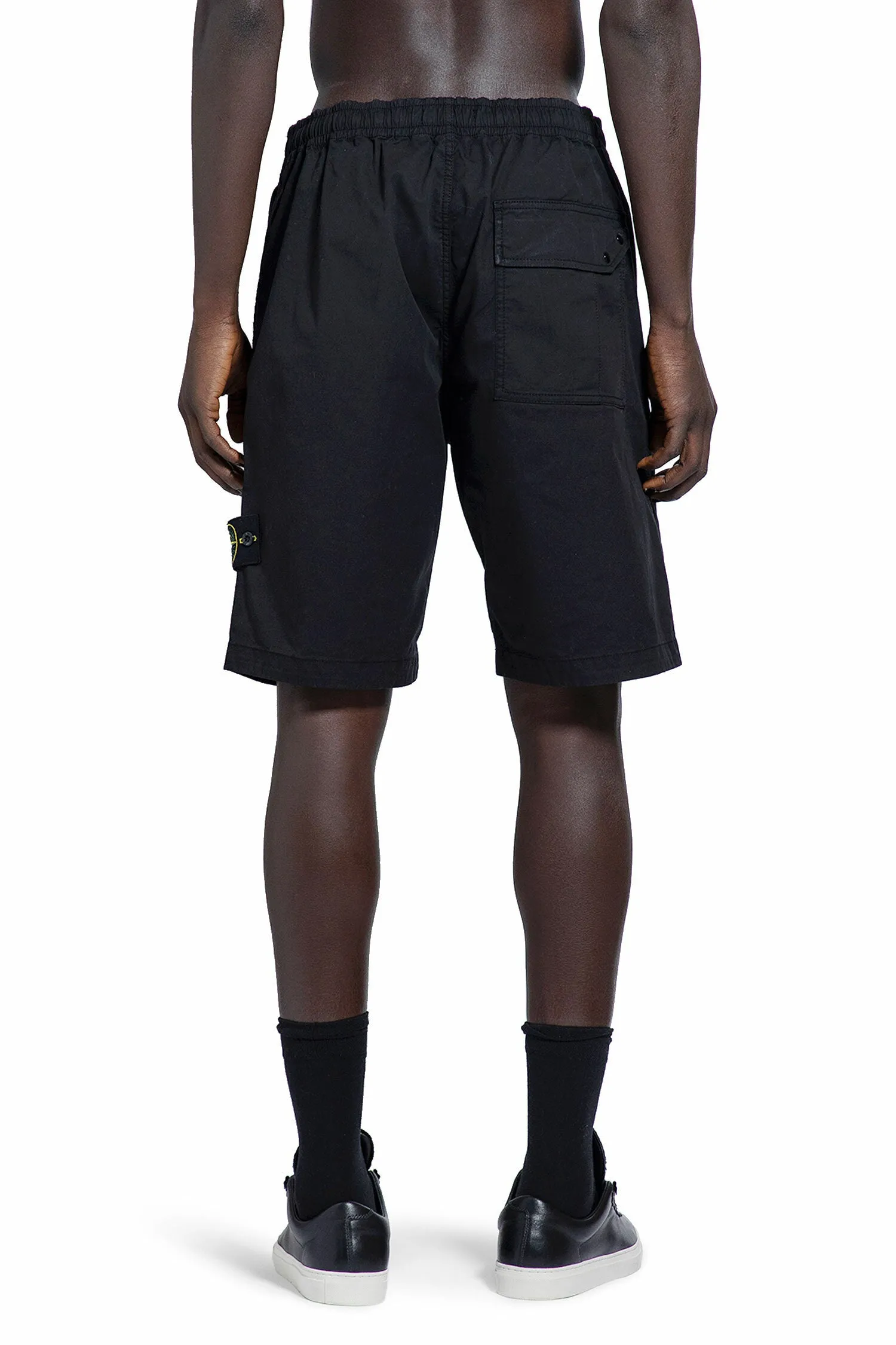 STONE ISLAND MAN BLACK SHORTS & SKIRTS