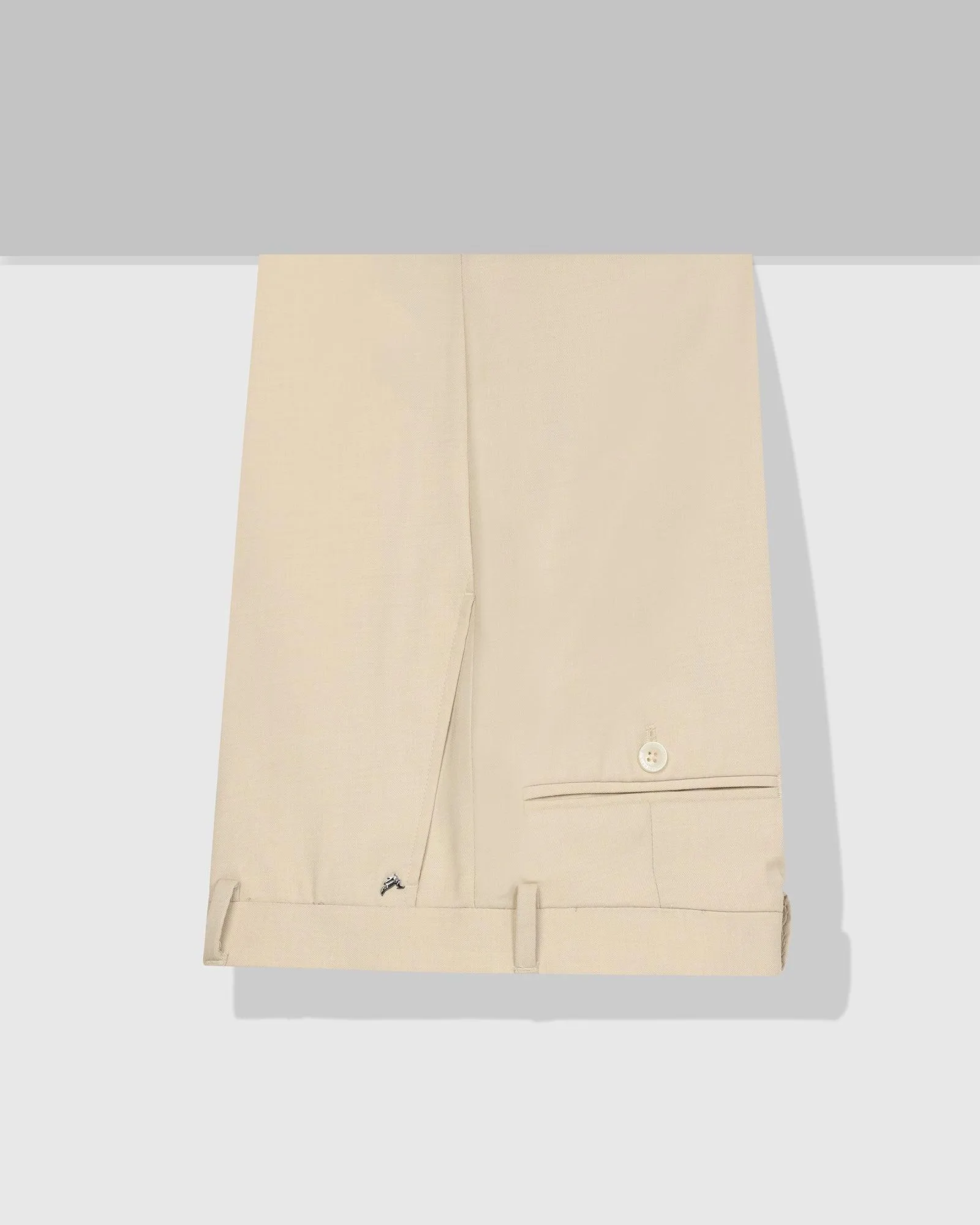 Straight B-90 Formal Beige Solid Trouser - Himalayan