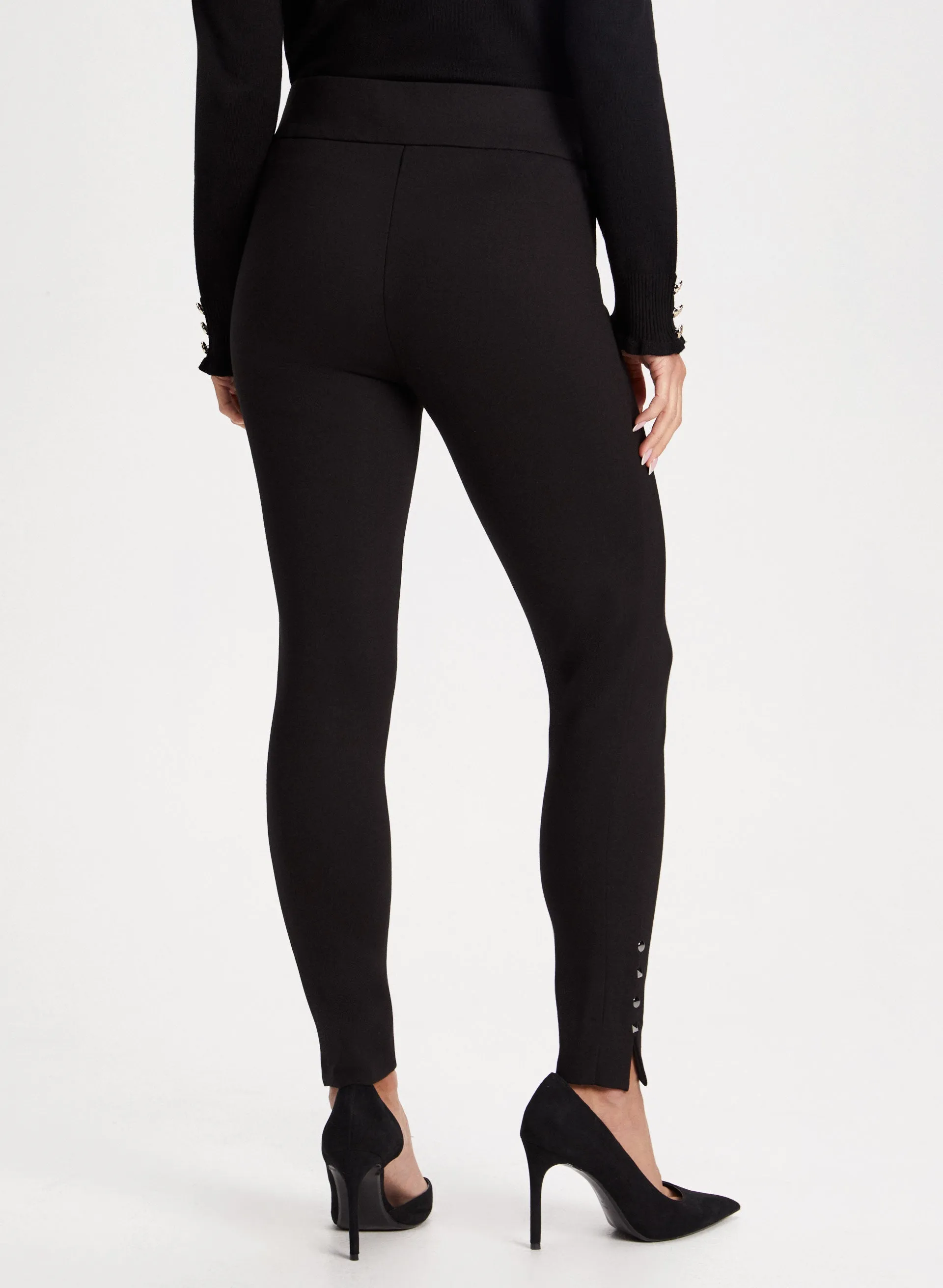 Stud & Slit Hem Leggings