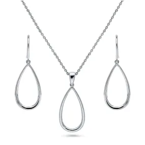 Teardrop Necklace and Earrings in Sterling Silver