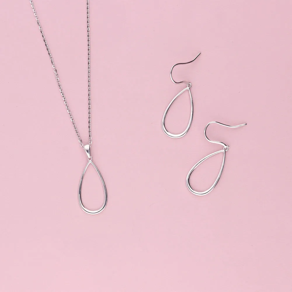 Teardrop Necklace and Earrings in Sterling Silver